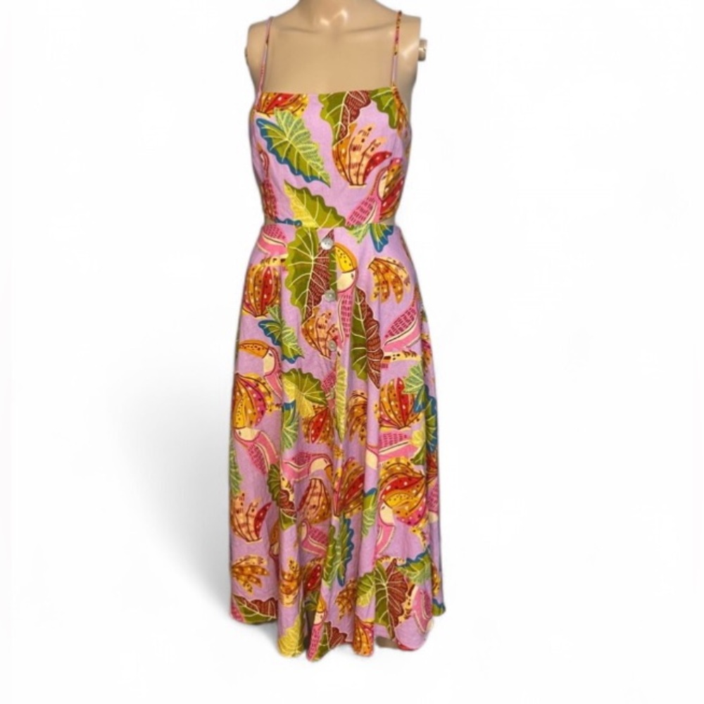 NWOT FARM RIO Lilac Beaks and Bananas Midi Dress - Size XS $199 - Picture 3 of 17